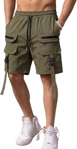 Men's Shorts Casual Stretch Lightweight Classic Drawstring Elastic Summer Work Hiking Shorts for Men with Cargo Pockets in Kuwait