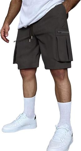 Men's Shorts Casual Stretch Lightweight Classic Drawstring Elastic Summer Work Hiking Shorts for Men with Cargo Pockets in Kuwait