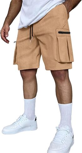 Men's Shorts Casual Stretch Lightweight Classic Drawstring Elastic Summer Work Hiking Shorts for Men with Cargo Pockets in Kuwait