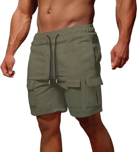 Men's Shorts Casual Stretch Lightweight Classic Drawstring Elastic Summer Work Hiking Shorts for Men with Cargo Pockets in Kuwait
