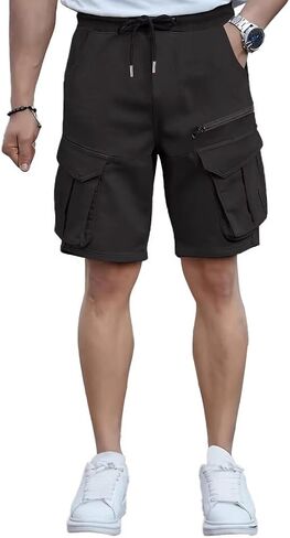 Men's Shorts Casual Stretch Lightweight Classic Drawstring Elastic Summer Work Hiking Shorts for Men with Cargo Pockets in Kuwait