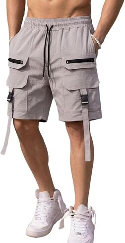 Men's Shorts Casual Stretch Lightweight Classic Drawstring Elastic Summer Work Hiking Shorts for Men with Cargo Pockets in Kuwait