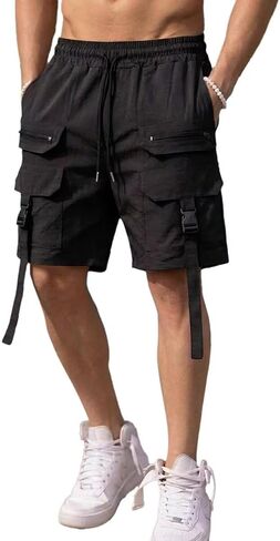 Men's Shorts Casual Stretch Lightweight Classic Drawstring Elastic Summer Work Hiking Shorts for Men with Cargo Pockets in Kuwait