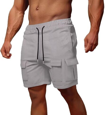 Men's Shorts Casual Stretch Lightweight Classic Drawstring Elastic Summer Work Hiking Shorts for Men with Cargo Pockets in Kuwait