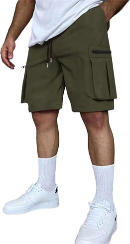 Men's Shorts Casual Stretch Lightweight Classic Drawstring Elastic Summer Work Hiking Shorts for Men with Cargo Pockets in Kuwait