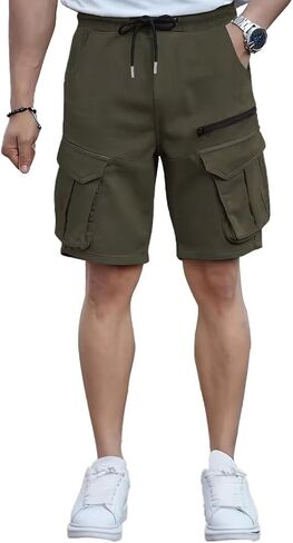 Men's Shorts Casual Stretch Lightweight Classic Drawstring Elastic Summer Work Hiking Shorts for Men with Cargo Pockets in Kuwait
