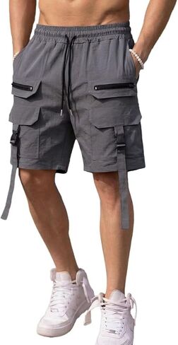 Men's Shorts Casual Stretch Lightweight Classic Drawstring Elastic Summer Work Hiking Shorts for Men with Cargo Pockets in Kuwait