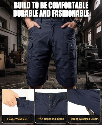 BOCOMAL Men's Work Cargo Shorts Lightweight Ripstop Stretch 9-Pocket Relaxed Fit Durable Water/Stain Resistant Hiking Shorts in Kuwait