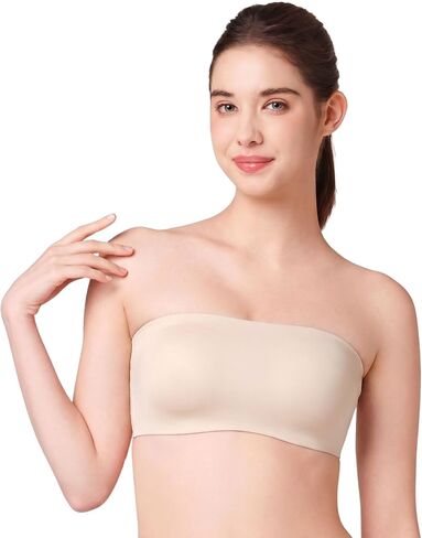 Floatley Cozy Strapless Bandeau Bra, Comfort Wirefree Seamless Pull Over Lightly Lined Bra with Embedded Pads for Women in Saudi Arabia