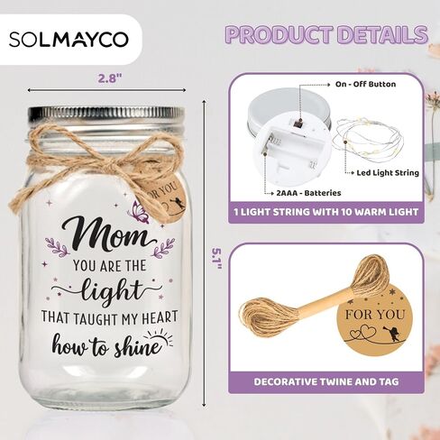 Birthday Gifts for Women, Sentimental Mason Jar, Best Mom Gift Ideas from Daughter Son, Happy Birthday Appreciation Retirement Thank You Presents For Mom in Saudi Arabia