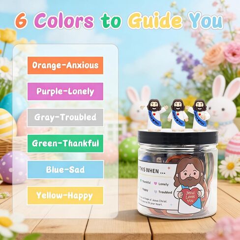 Yelakey Positive Jesus Bible Verse Jar, 60 Daily Scripture Cards, Christian Gifts For Women, Religious Gifts For Teens, Mothers Day Gift For Mom Girls Birthday Gift with 30 Stickers & 3 Mini Figurines in Kuwait
