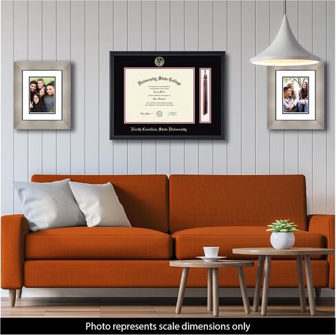North Carolina State University 14" w x 11" h Tassel Diploma Frame - Fits a bachelor's, master's and phd - Gold Embossed Tassel & Cord Diploma Frame - Officially Licensed in Kuwait