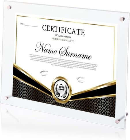 DICOSMETIC 9x7 إطار ترخيص الأعمال الأكريليكي حامل الشهادات الواضحة إطارات الصور المستطيلة حامل إطار الصورة بدون إطار لعرض شهادة ترخيص الأعمال وديكور سطح المكتب المنزلي in Kuwait