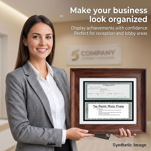 Double Business License Frame,11.4X13.8 ''Cosmetology License Frame,3 x 8.5''Professional License with mat /4x9 documents (without mat),Wall Display and Tabletop,walnut color,1 pack. in Saudi Arabia