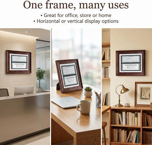 Double Business License Frame,11.4X13.8 ''Cosmetology License Frame,3 x 8.5''Professional License with mat /4x9 documents (without mat),Wall Display and Tabletop,walnut color,1 pack. in Saudi Arabia