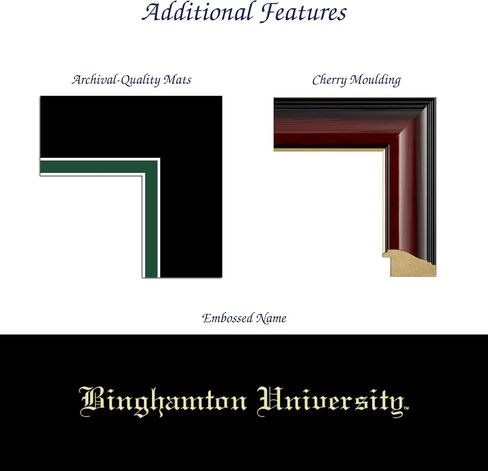 Binghamton University 11" w x 8.5" h Diploma Frame - Fits a bachelor's, master's and phd - Gold Engraved Medallion Diploma Frame - Cherry Moulding with Black and Tartan Green Matting in Kuwait