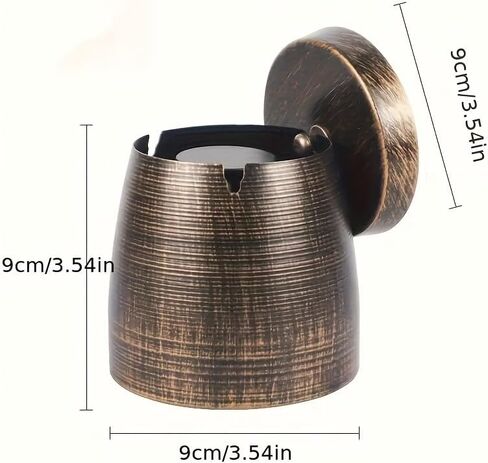1pc Large Outdoor Covered Windproof Stainless Steel Terrace Cigar Ashtray Suitable for Balcony Smoking Areas and Home Office Decoration in Kuwait