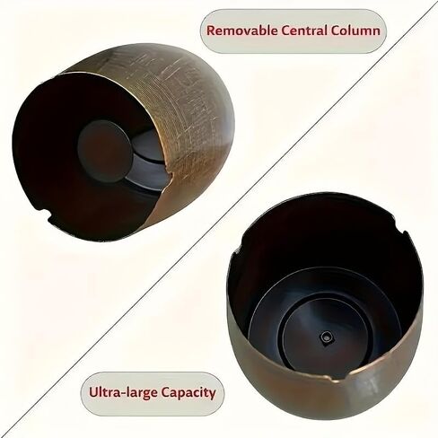 1pc Large Outdoor Covered Windproof Stainless Steel Terrace Cigar Ashtray Suitable for Balcony Smoking Areas and Home Office Decoration in Kuwait