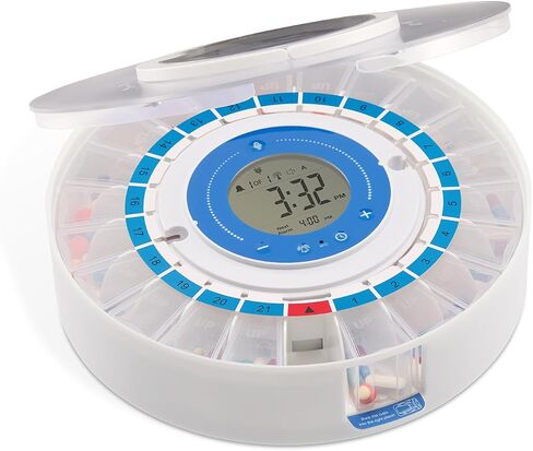LiveFine Smart Pill Dispenser with WiFi & App, Removable Cups, 21 Compartments, 9 Dosage Rings, Alarm Reminder, LCD Display, Sound & Light Alerts for Vitamins, Supplements, Medications & Seniors in Saudi Arabia