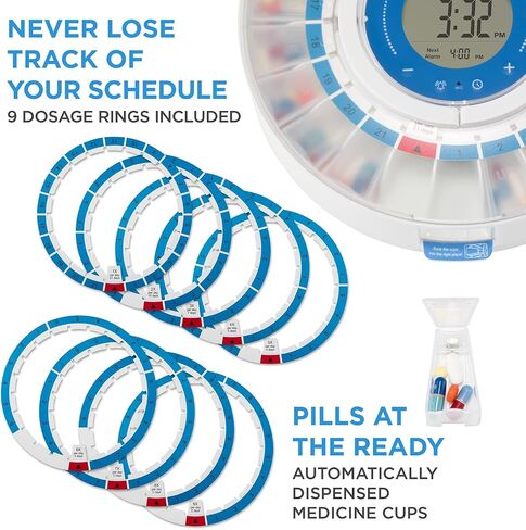 LiveFine Smart Pill Dispenser with WiFi & App, Removable Cups, 21 Compartments, 9 Dosage Rings, Alarm Reminder, LCD Display, Sound & Light Alerts for Vitamins, Supplements, Medications & Seniors in Saudi Arabia