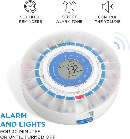 LiveFine Smart Pill Dispenser with WiFi & App, Removable Cups, 21 Compartments, 9 Dosage Rings, Alarm Reminder, LCD Display, Sound & Light Alerts for Vitamins, Supplements, Medications & Seniors in Saudi Arabia