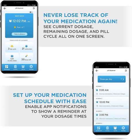 LiveFine Smart Pill Dispenser with WiFi & App, Removable Cups, 21 Compartments, 9 Dosage Rings, Alarm Reminder, LCD Display, Sound & Light Alerts for Vitamins, Supplements, Medications & Seniors in Saudi Arabia