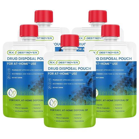 Rx Destroyer All-Purpose Formula, 4 oz. Portable Pouch, Pack of 5 - Medication Buster Solution, Drug Disposal for Pills, Capsules, Tablets, Liquids in Saudi Arabia
