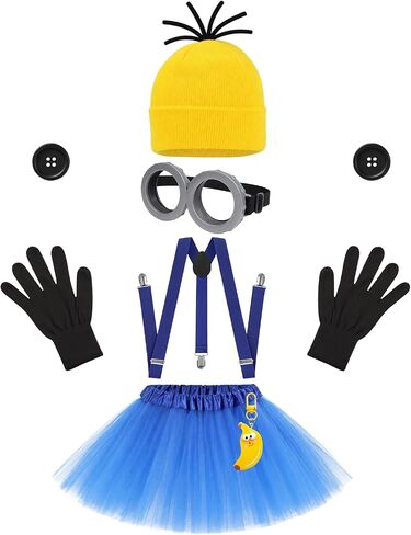 Adult Women Cartoon Costume Set with Beanie Goggles Tutu Skirt Funny Dress Up Accessories for Halloween Party Cosplay in Saudi Arabia