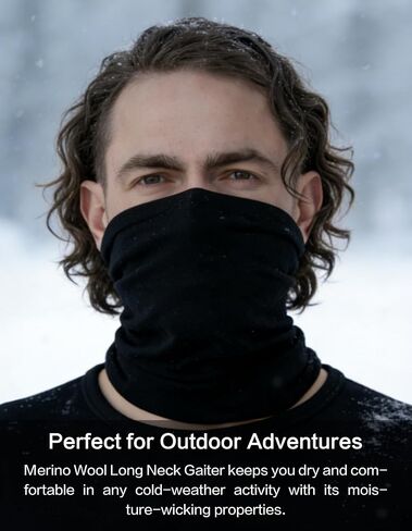 Merino Wool Winter Bundle for Men – Midweight Base Layer Thermal Top & Bottom Set + 12-Way Merino Wool Neck Gaiter Ski Mask, Warm & Breathable Protection for Skiing, Hunting & Running in Saudi Arabia