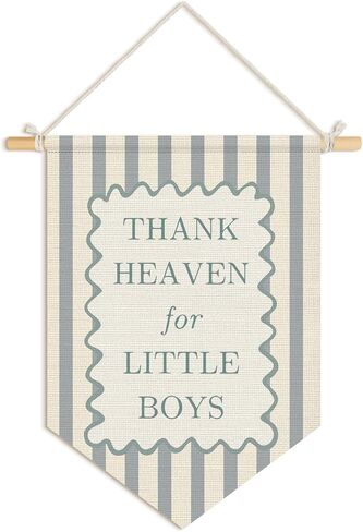 Boys Nursery Decor, Thank Heaven for Little Boys Pennant Flag Banner, Newborn Gifts，Baby Shower Decorations Gift, Wall Art for Toddler Little Boy Room Playroom, 15x11 Inch in Saudi Arabia