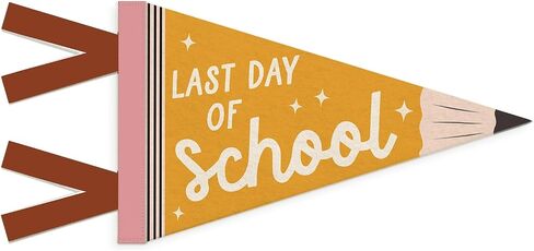 Last Day of School Decor, Last Day of School Classroom Wall Pennant Flag Felt Banner, Orange Pencil Classroom Wall Hanging Decor for Kids Boys Girls Room Bedroom Homeschool Preschool in Saudi Arabia