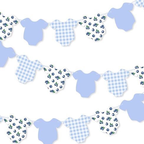 Blue Blueberry Print Baby Onesie Banner, Berry Sweet Baby Shower Banner, Blueberry Themed Birthday Party Supplies Blueberry Hanging Decoration Fruit Theme Party Decorations in Saudi Arabia