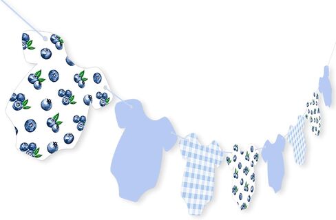 Blue Blueberry Print Baby Onesie Banner, Berry Sweet Baby Shower Banner, Blueberry Themed Birthday Party Supplies Blueberry Hanging Decoration Fruit Theme Party Decorations in Saudi Arabia