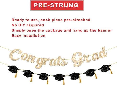 Congrats Grad Banner, 2026 Graduation Photo Sign Props, Grad Congratulations Party Supplies, Bold Glitter Letter Mastered It Banner for 2026 Graduate Parties Pre Strung NO DIY in Saudi Arabia