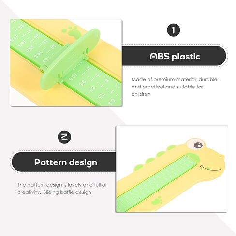 Foot Measurement Device and Shoe Sizer Tool for Infants, Yellow Dinosaur Design, Accurate Foot Length and Shoe Size Ruler for Boys at Home in Kuwait