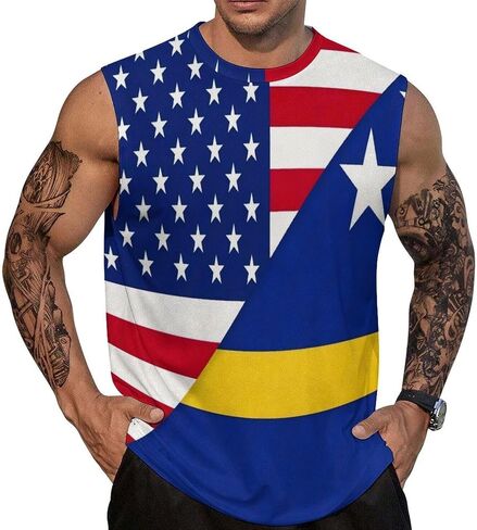 Men's Tank Top Workout Sleeveless Muscle T-Shirt Gym Fitness Vest Casual Wear Summer Beach Shirts in Kuwait