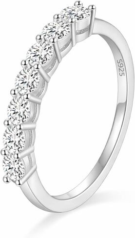 Moissanite Rings for Women - 0.7CT D Color VVS1 Moissanite Wedding Band Half Eternity Ring, 925 Sterling Silver Stackable Anniversary Engagement Promise Ring, Gifts for Women, Mom, Birthday, Valentine in Kuwait