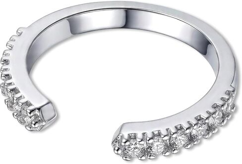 Adjustable Rings for Women - Rhodium Plated Cubic Zirconia Wrap Ring | Minimalist CZ Eternity Ring | Stackable Engagement Anniversary Promise Ring Jewelry for Women in Saudi Arabia