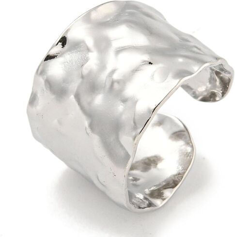 1Pcs Adjustable Wide Band Ring for Women, Hammered Open Band Ring for Anniversary, Birthday, Valentine's Day Trendy Gift in Kuwait