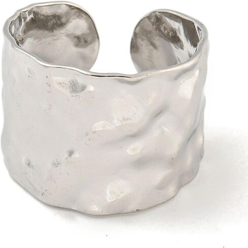 1Pcs Adjustable Wide Band Ring for Women, Hammered Open Band Ring for Anniversary, Birthday, Valentine's Day Trendy Gift in Kuwait