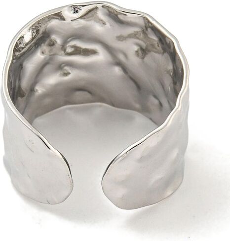 1Pcs Adjustable Wide Band Ring for Women, Hammered Open Band Ring for Anniversary, Birthday, Valentine's Day Trendy Gift in Kuwait