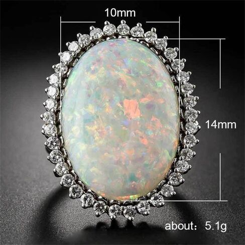 Luxury Oval Simulate Opal Rings for Women Shiny Zirconia Finger Jewelry for Anniversary Party in Kuwait