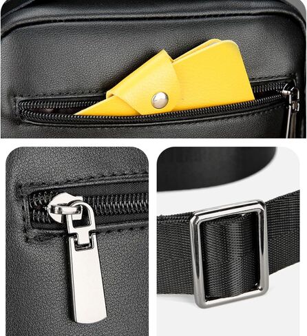 Men's Crossbody Shoulder Bag, genuine leather Small Messenger Satchel for Work Business Travel, Black Side Purse in Saudi Arabia