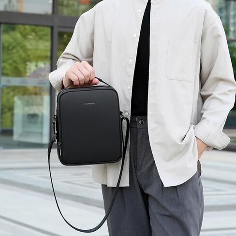 Men's Crossbody Shoulder Bag, genuine leather Small Messenger Satchel for Work Business Travel, Black Side Purse in Saudi Arabia