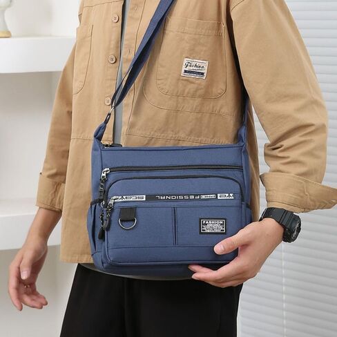 Pocket Large Capacity Outdoor Nylon Men's Messenger Bag Multi-layer Shoulder Green in Kuwait