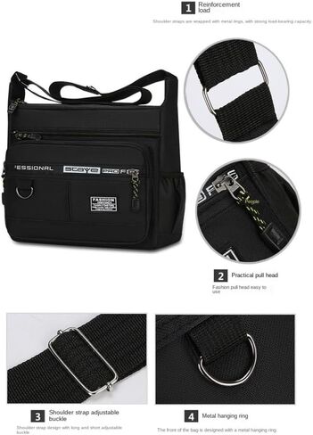 Pocket Large Capacity Outdoor Nylon Men's Messenger Bag Multi-layer Shoulder Green in Kuwait