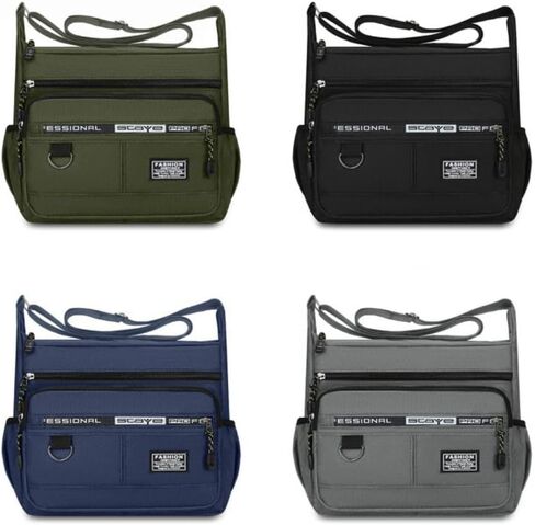 Pocket Large Capacity Outdoor Nylon Men's Messenger Bag Multi-layer Shoulder Green in Kuwait