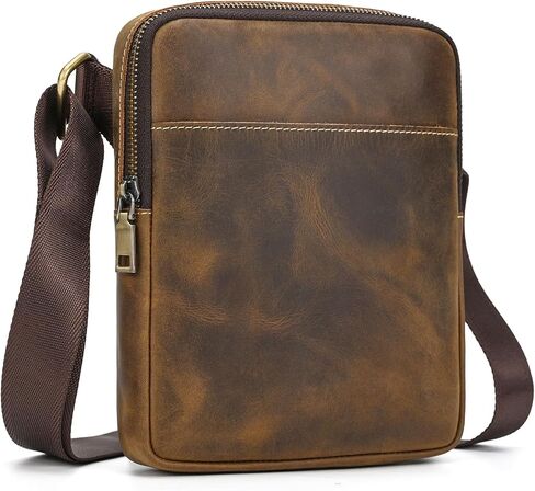 Leather Messenger Bag for Men, Man Purse Small Leather Sling Shoulder Bag Messenger Pack for Work Business Travel in Kuwait