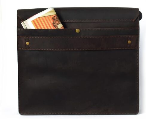 Gotham City Handmade Genuine Leather Crossbody Laptop Messenger Shoulder Bag 14 inch Satchel for Men and Women Crazy Horse Distressed Black-Brown in Saudi Arabia