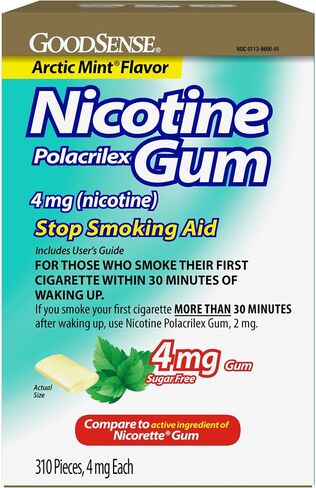 Nicotine Polacrilex Uncoated Gum 4 mg (Nicotine), Stop Smoking Aid, Arctic Mint Flavor in Kuwait